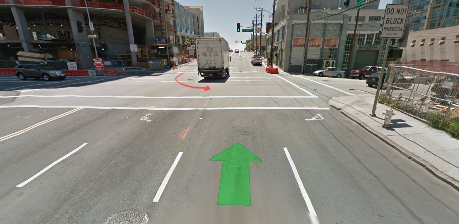 A ghost of an intersection from Google maps. Rush hour is a different story.