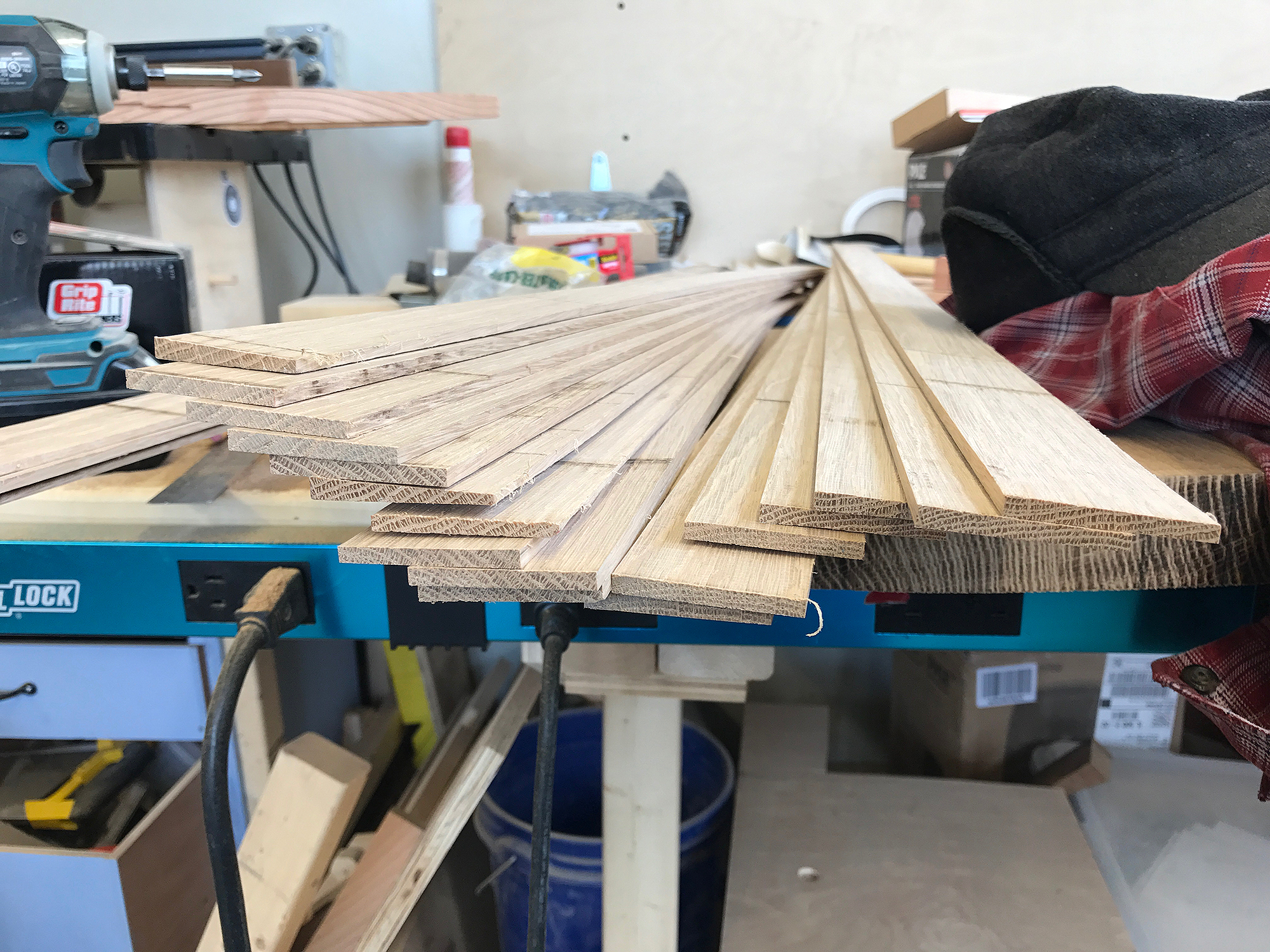 preparing white oak slats for lamination