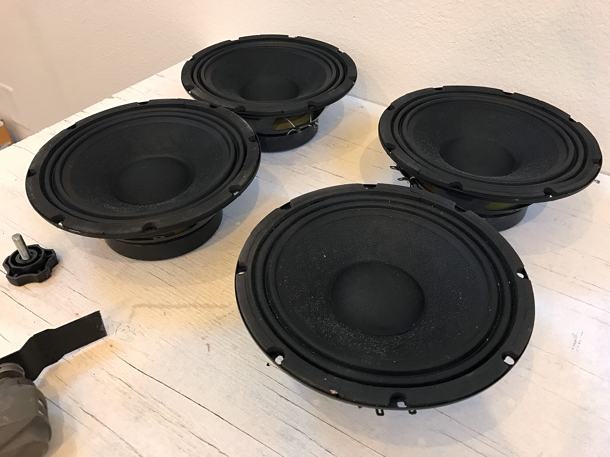 the speaker cones had to be sprayed with sealant to protect them from the elements