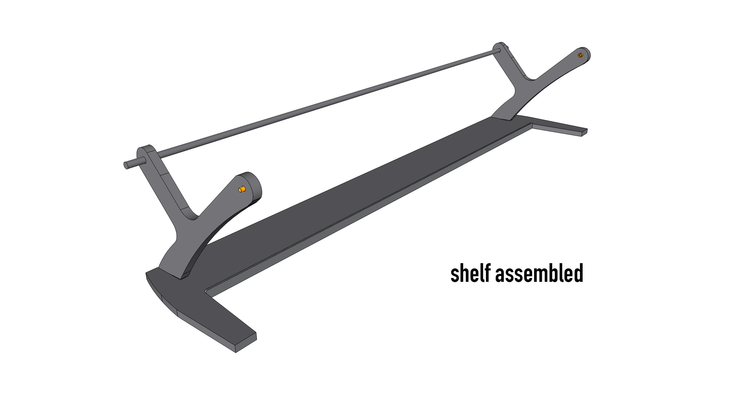 Assembled shelf should look like this. (pre-setting the thumbscrews can be helpful)