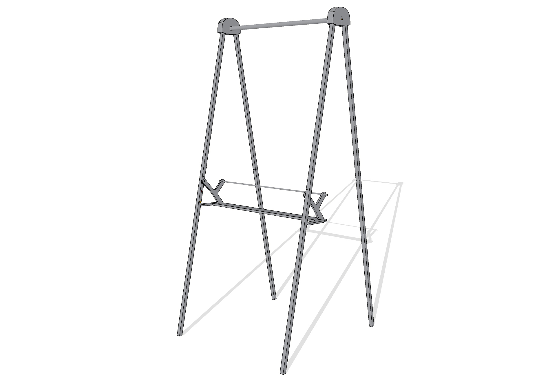Fully assembled. Legs can be adjusted (gently outward) to achieve best stability.