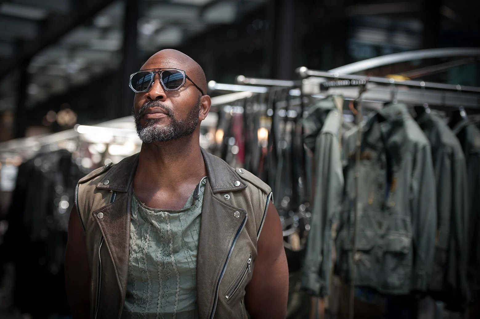 Portrait of Artist and Fashion Designer Kervin Marc at Spitalfields Market, London