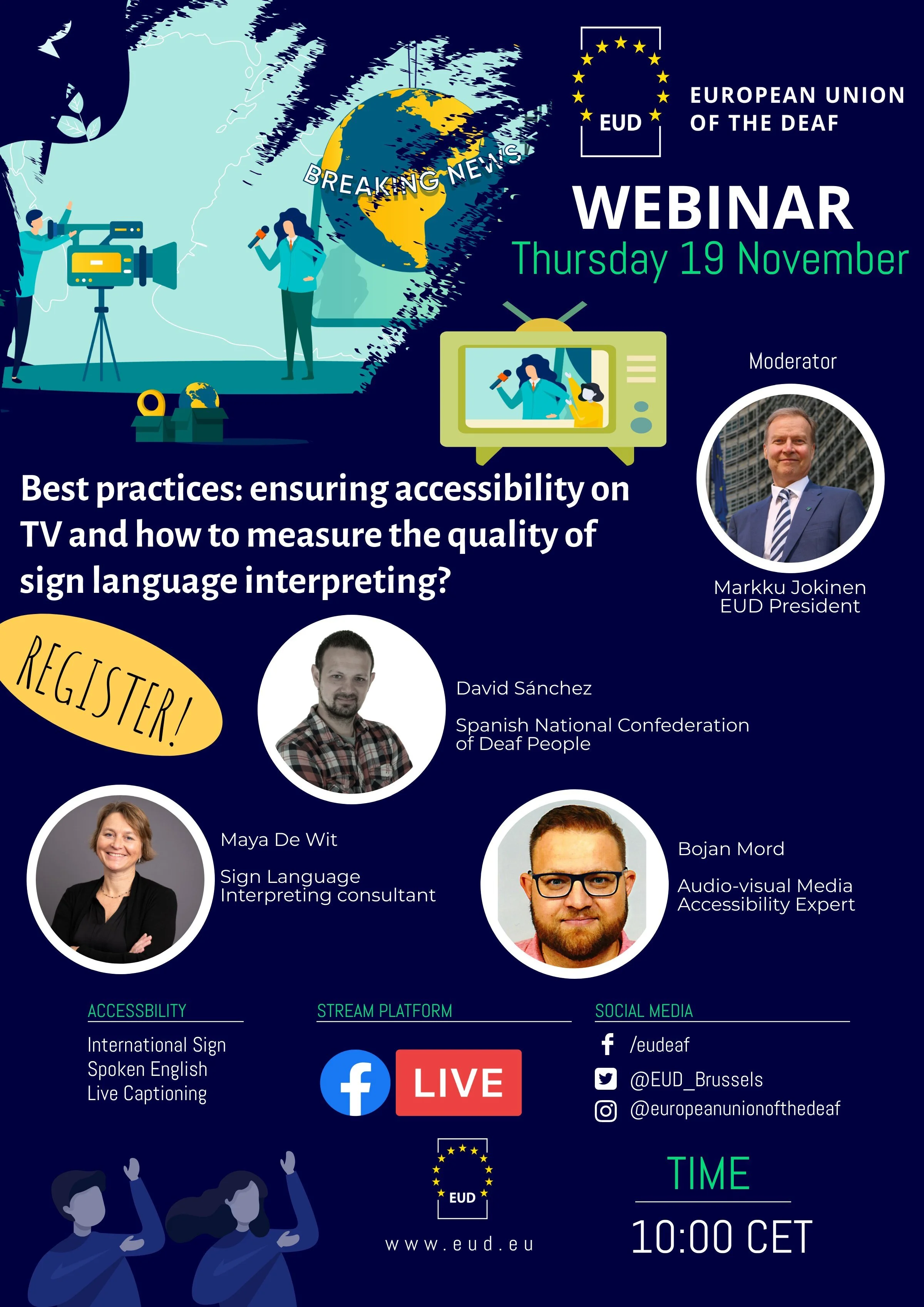 Presenting at EUD webinar on quality of sign language interpreting on TV