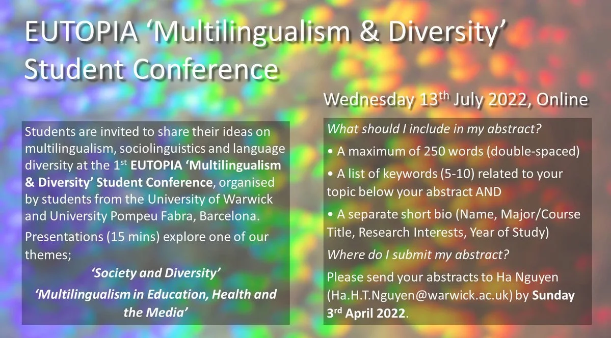 EUTOPIA Multilingualism and Diversity Student Conference, online