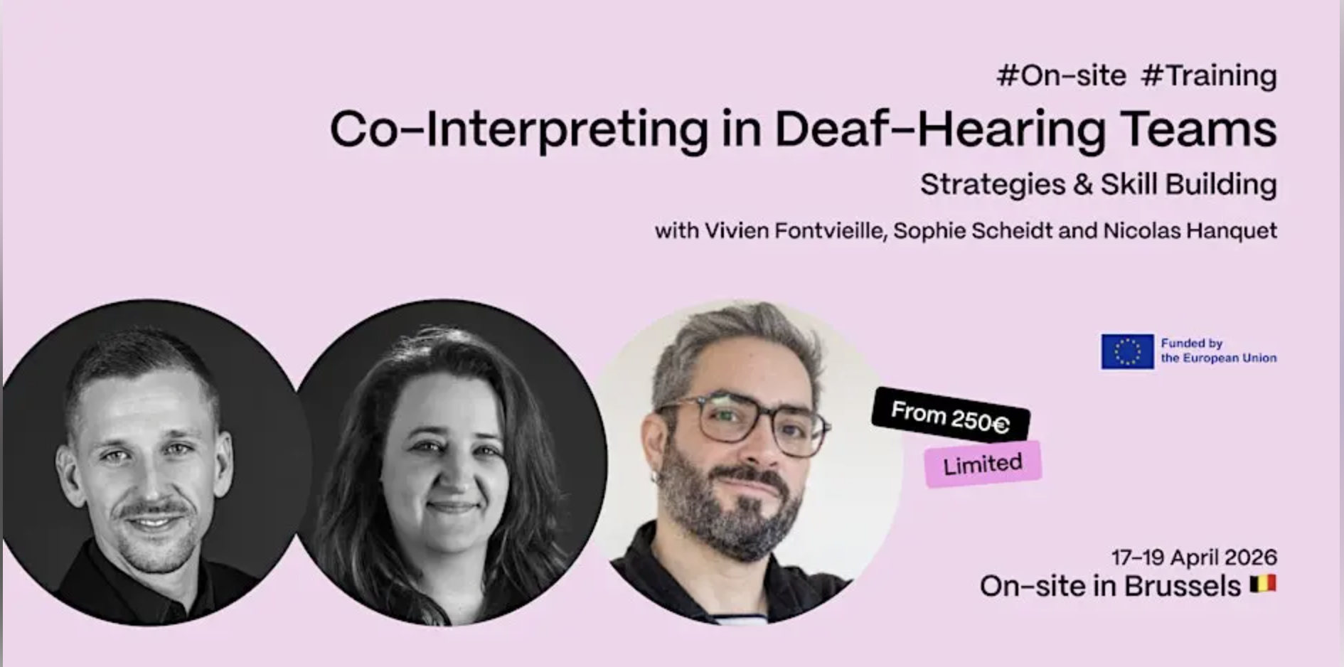 efsli training: Co-interpreting training for deaf-hearing teams, Brussels, Belgium