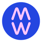Maya de Wit logo: purple circle with a pink M in the upper half and a pink W in the lower half