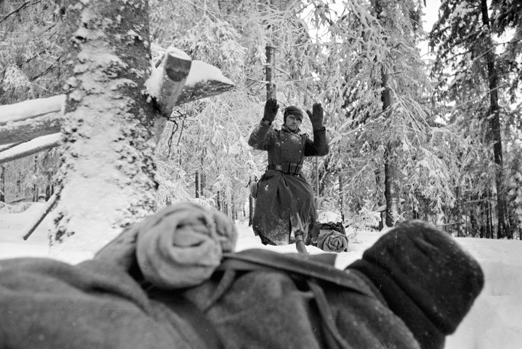 A German soldier being captured in Russia, Dec 1941