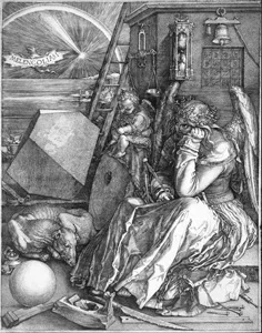 Banville describes Polly as sitting like Dürer's engraving 'Melencolia'