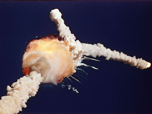 The Space Shuttle Challenger explosion.