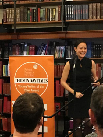 I snapped this pic of Sarah Howe looking very excited when it was announced she won the prize last year.