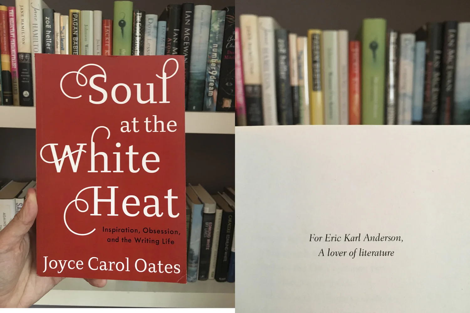 One of the biggest honors of my life is when Joyce Carol Oates dedicated this book of nonfiction to me.