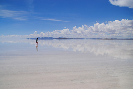 In one section, Daniel and his son Niall travel to the eerie and unusual salt flats of South America.