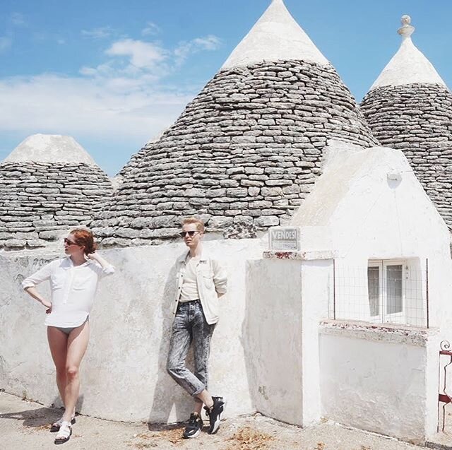 #throwback to when traveling was still a thing, me &amp; my brother matched the #trulli in #puglia &amp; it seemed like a perfectly reasonable decision to go for a walk in underwear in a catholic country (📸 @folkloreutopia )