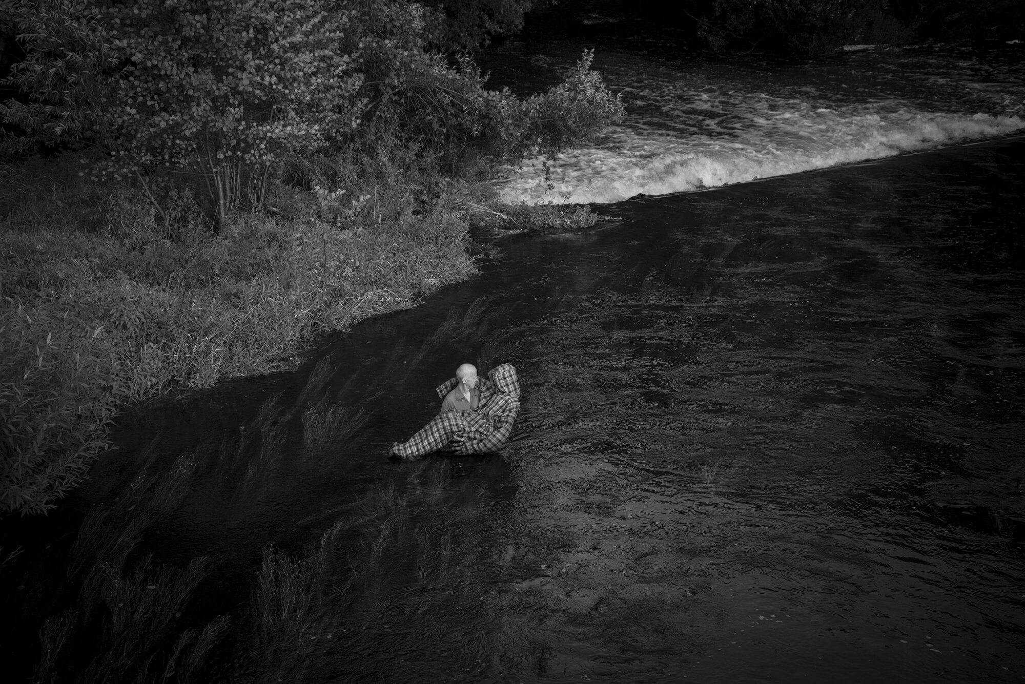 Pieta with Johannes and Egon. The middle of this river used to be part of the “Iron Curtain” separating western Europe from soviet satellites like Czechoslovakia.