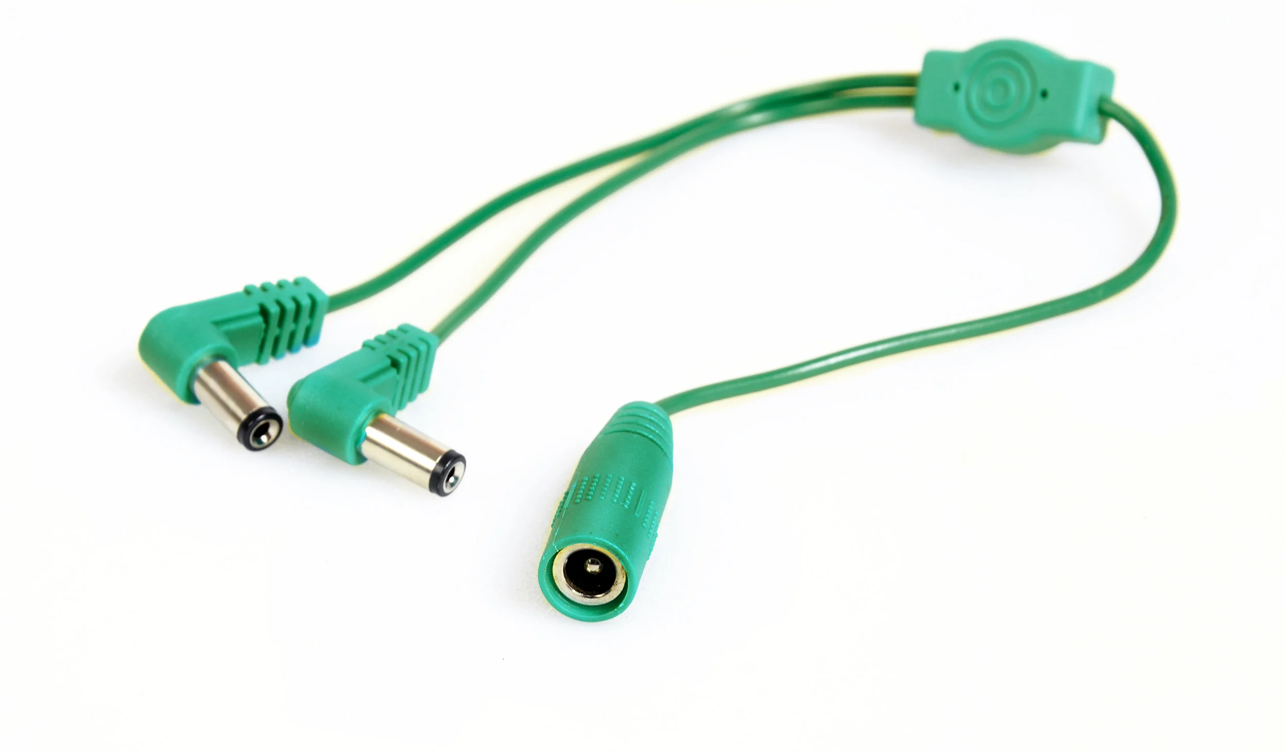 Current Doubler Adapter • Combines 2 isolated outputs from a power supply into one female plug and doubles the current • Cable length: 20 cm / 8 in • 2.1 female - 2x 2.1 mm barrel plug