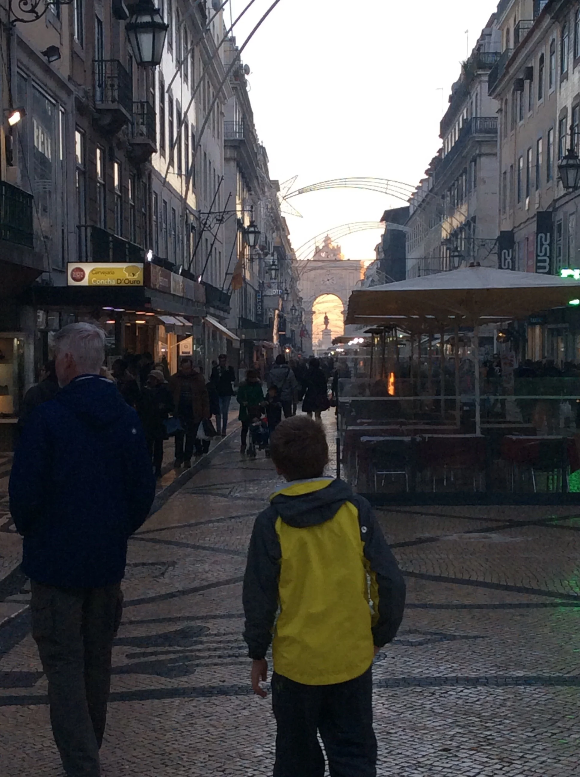 Main pedestrian walkway to the waterfront filled with restaurants and shops