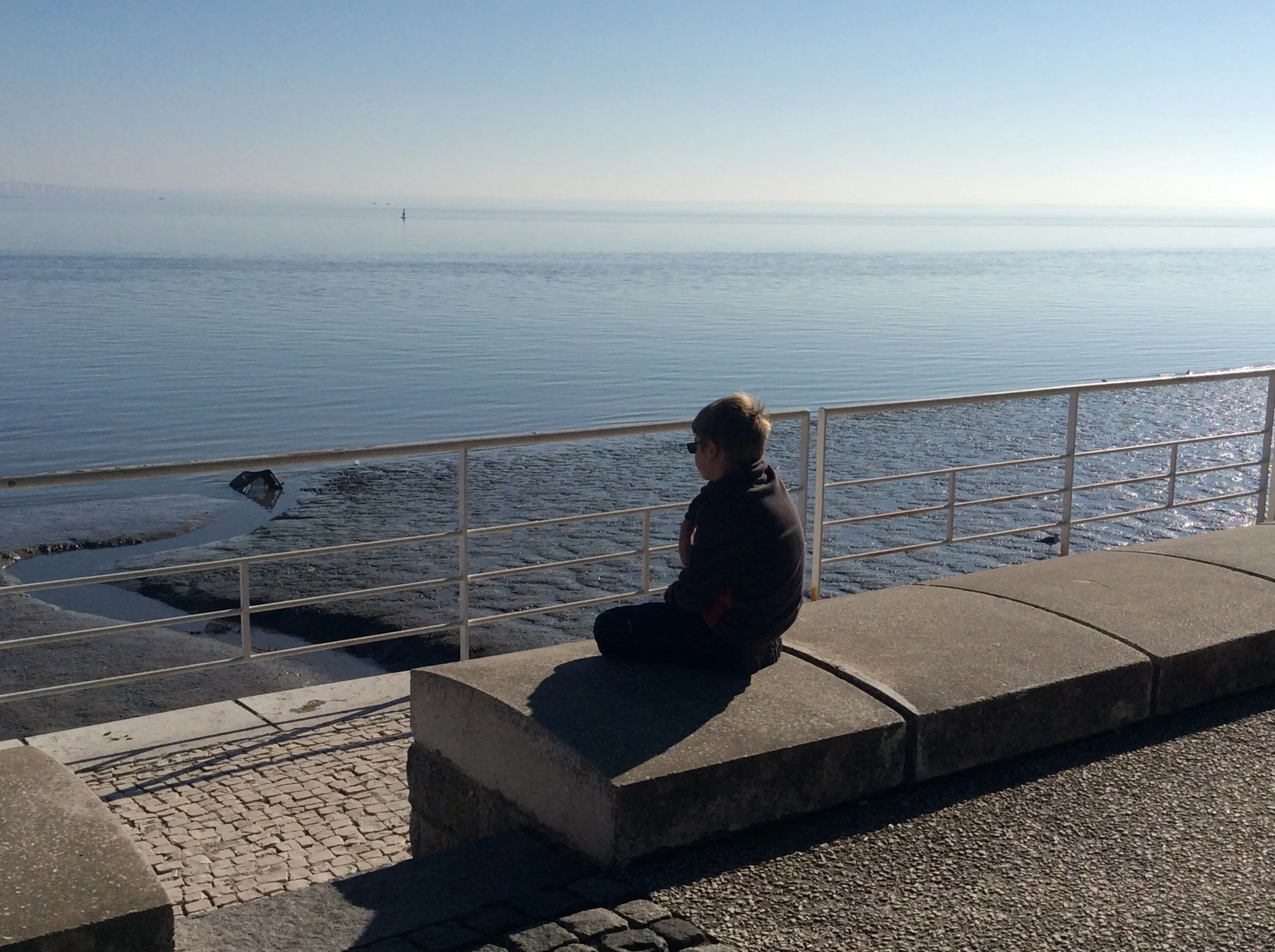 Liam in deep thought overlooking the Tagus River