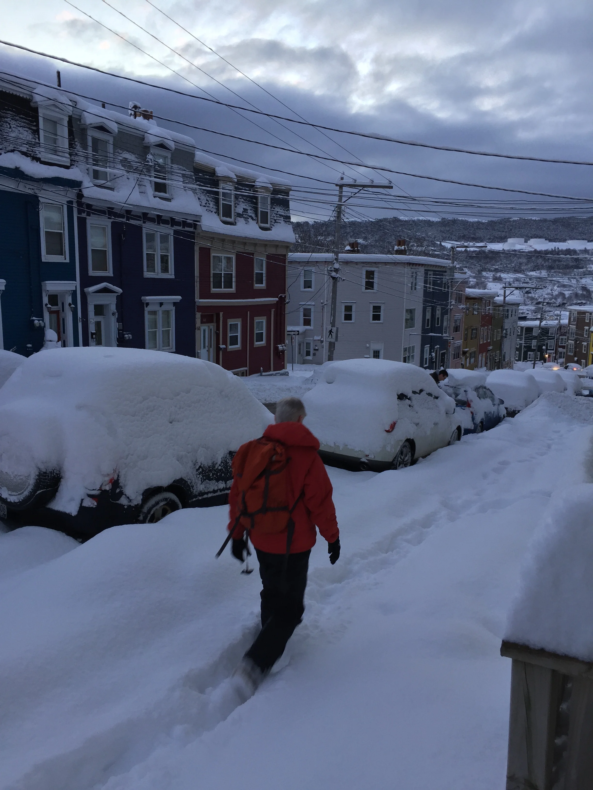 Michael walking to work...kids were off school due to snow