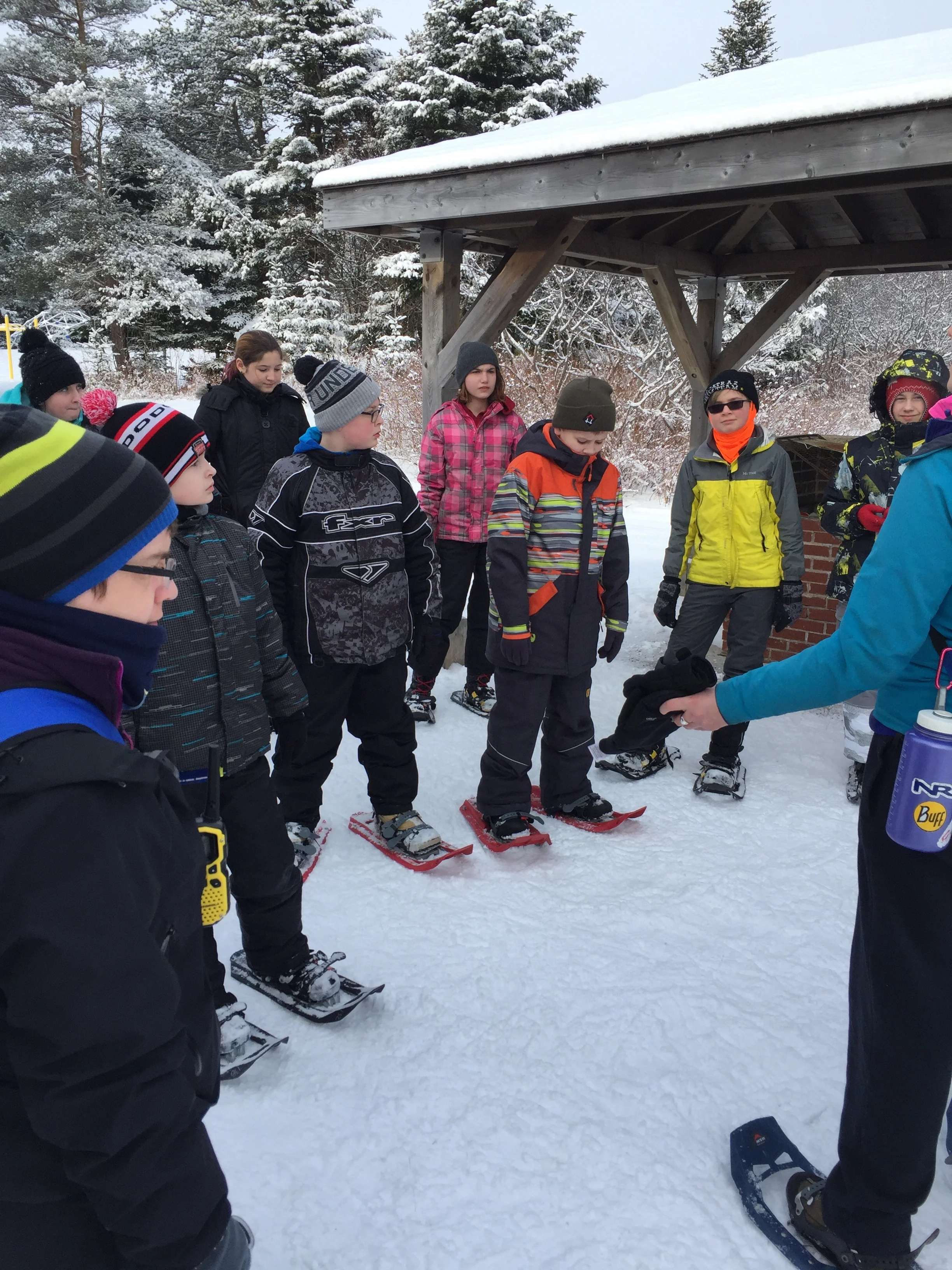 Liam's class went snow shoeing and cross country skiing.
