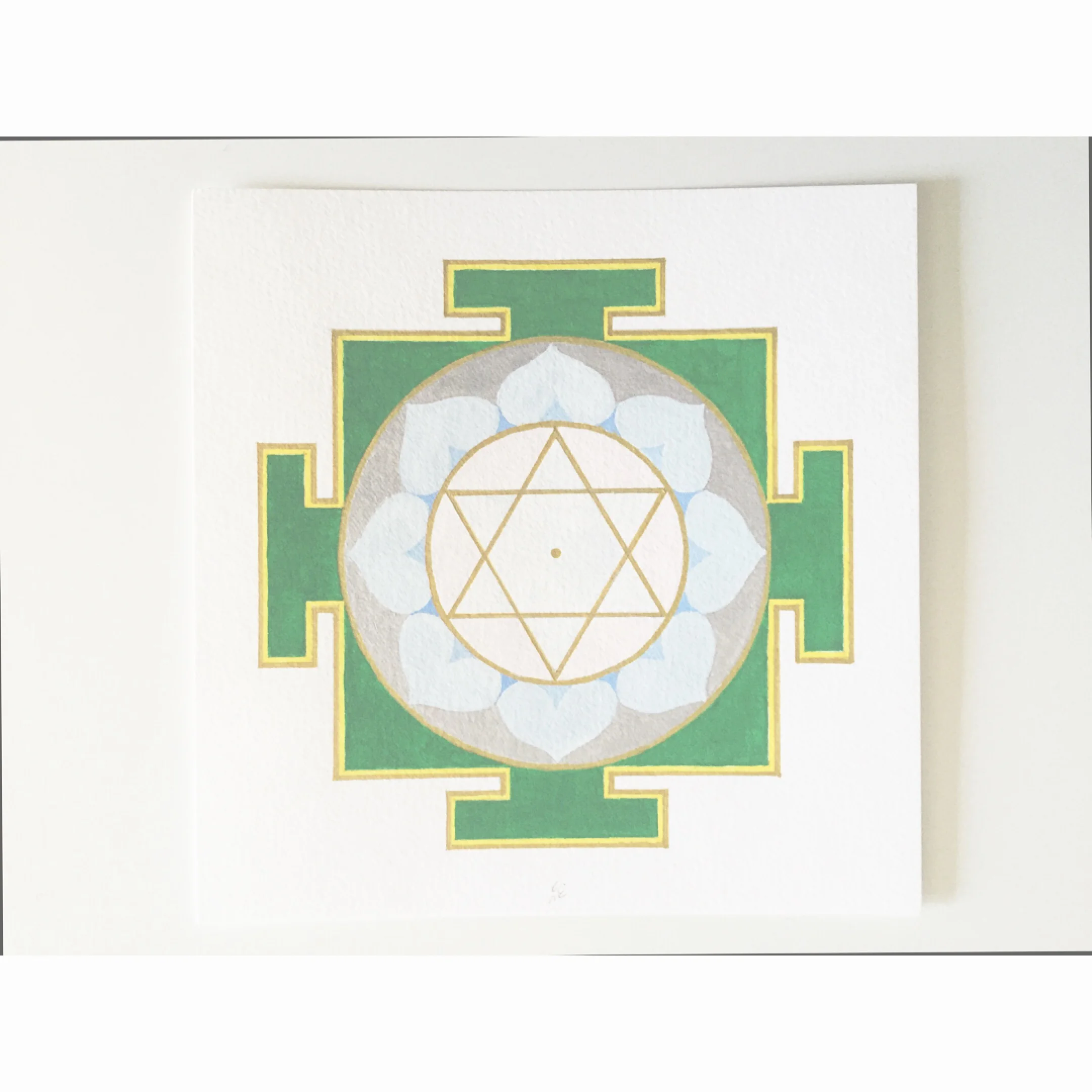 it's #mantraMonday . I've been working on painting the goddess yantras. This one is Saraswati, goddess of the arts, literature and knowledge. She's my muse right now! Mantra: om hring saraswataye namaha om. #mantra #yantra #mandala #saraswati #vedic #goddess