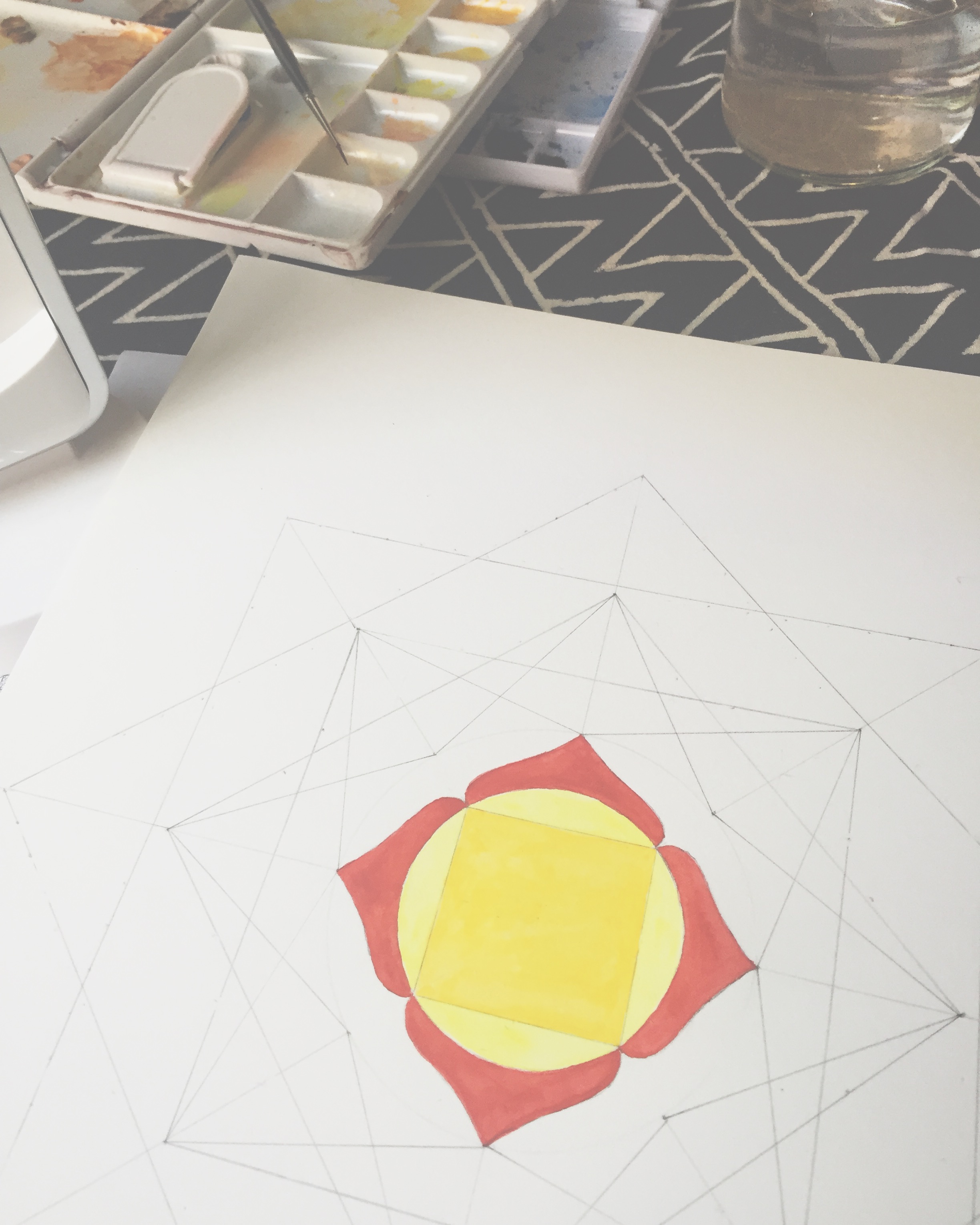 Painting first #chakra #mandala with @sandrinevanslee and @sacredma