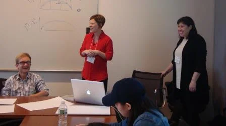 Michelle Pate, PhD, Assistant Professor of Psychology and Applied Therapies Lesley University and Lauren Leone, DAT, ATR-BC, LMCH, Adjunct Professor of Art Therapy Lesley University introduced the students to how art therapy can change behavior in many patients.