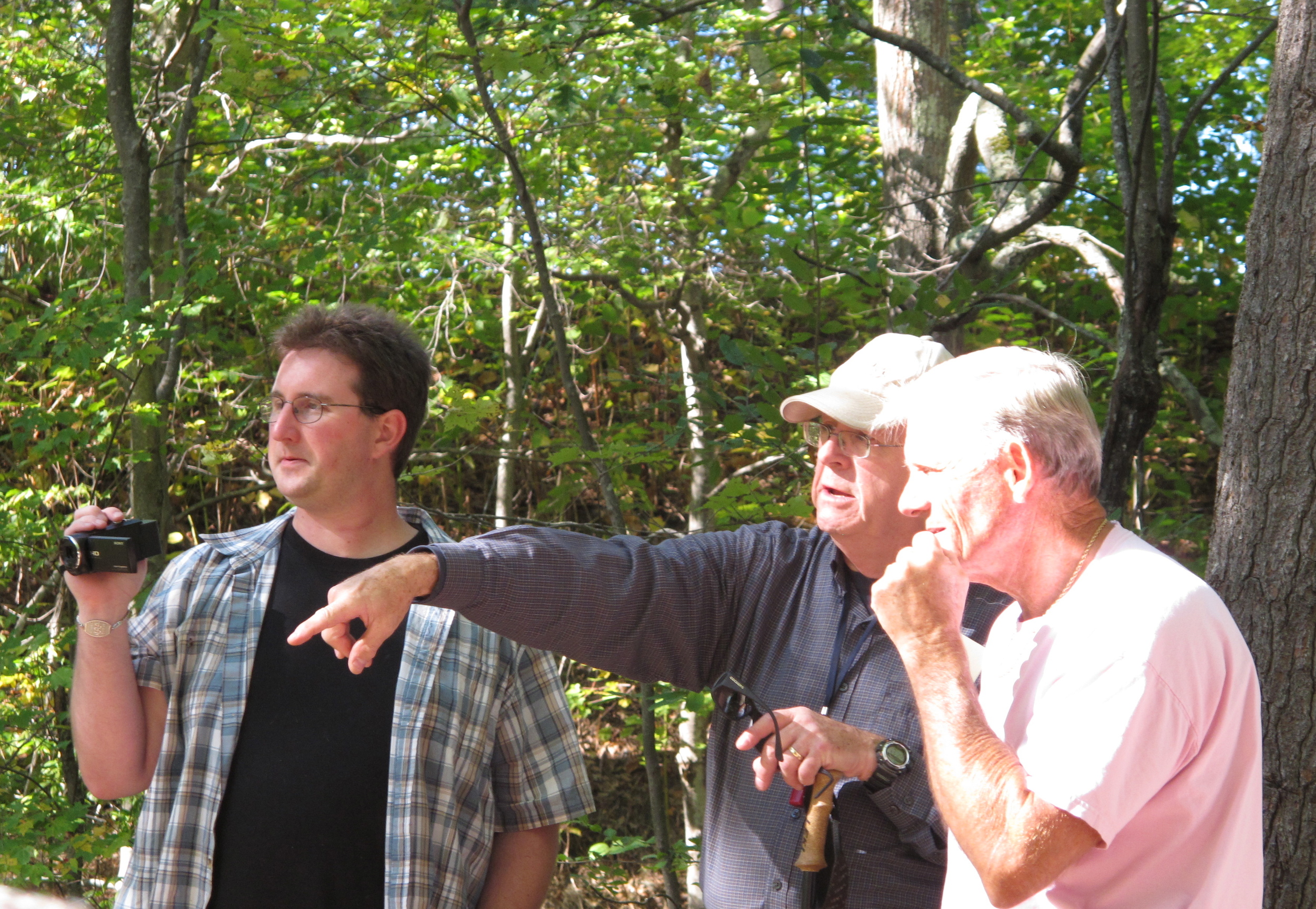  As part of the Great Maine Outdoor Weekend, Don Wescott leads a tour at Shaw Park and explains the history of the gunpowder mills. 