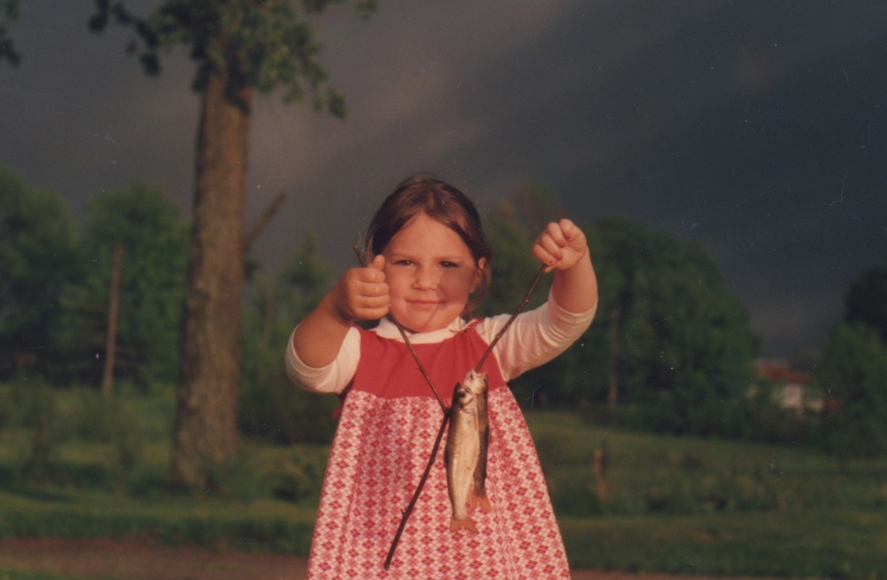  Archive photo: My oldest sister Jessie displays a trout from the Little River. 