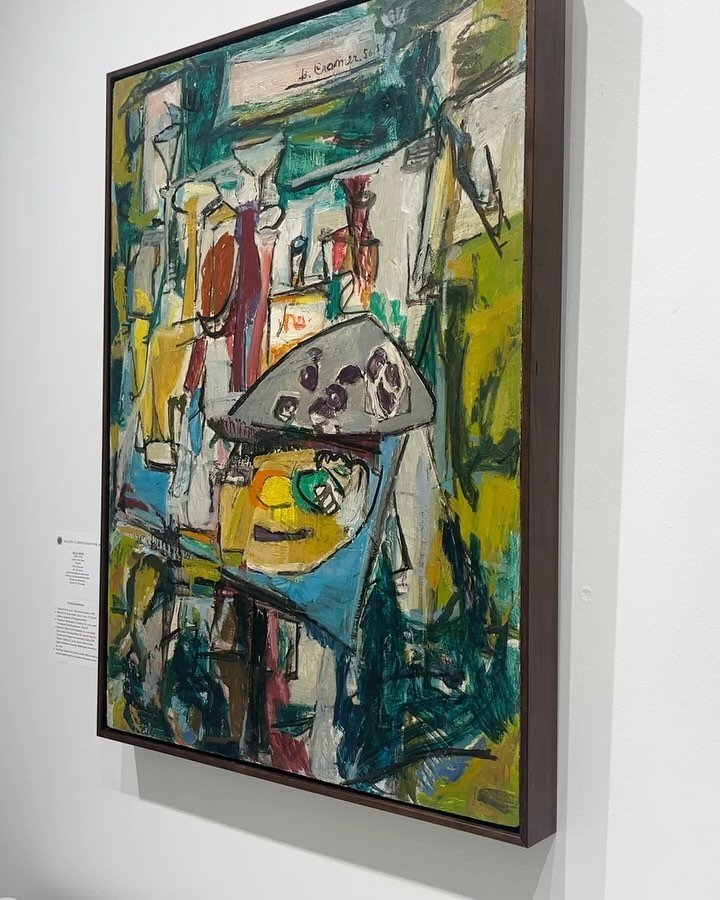 &bull;
BELLE CRAMER (1883-1978)
&ldquo;Lunch in the Open&rdquo;
1956-57
Oil on masonite 
30 x 22 inches
Signed and dated at upper center 
Titled on original handwritten label
Framed in solid walnut
Frame: 31 x 23 inches
&bull;
&bull;
&bull;
BELLE CRA