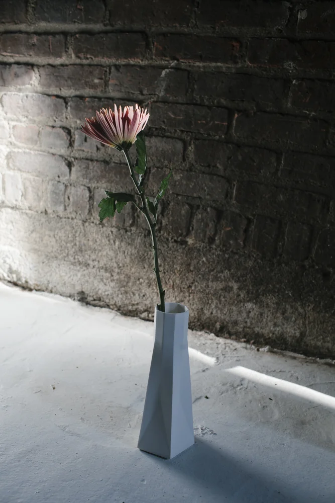 Styled set with 1882 Tall Vase in Bone China with flower