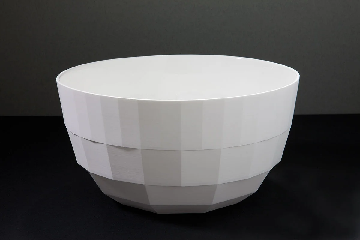 Front view of 1882 Large Deep Bowl in Bone China in dark background