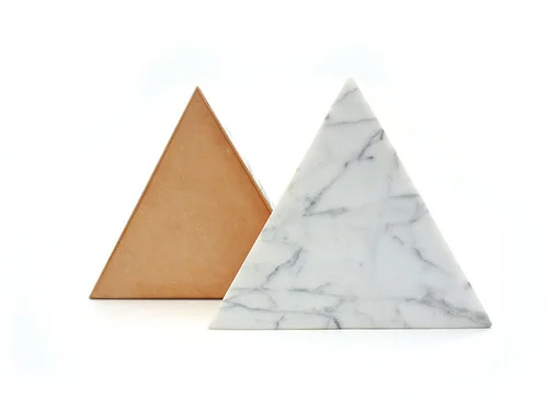 White Carrara Marble Triangle Trivet on a White Background