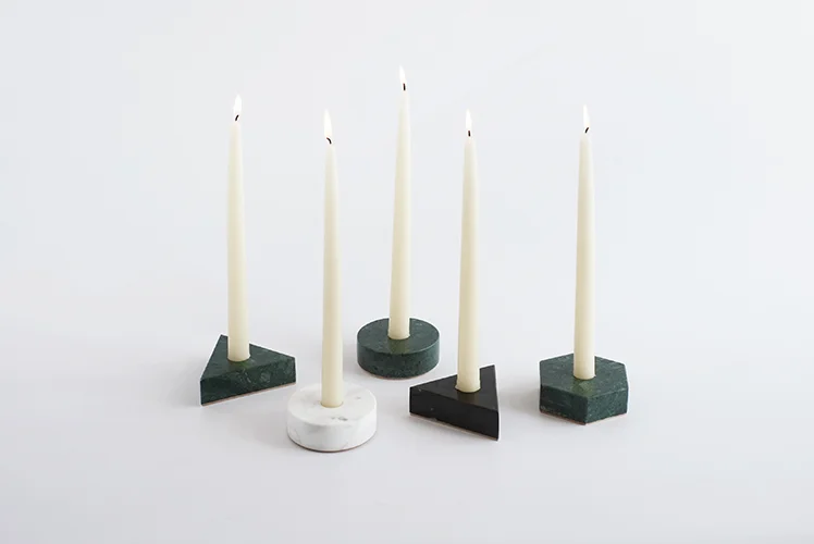 Stone Candle Holders in a variety of shapes and stone options on white background