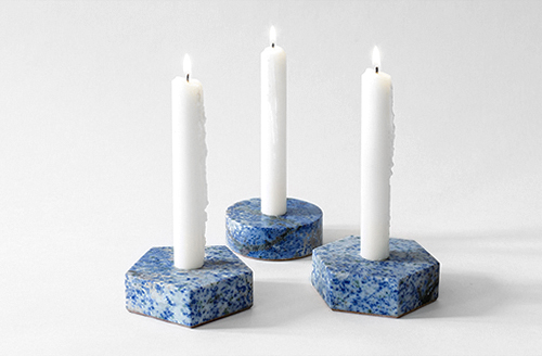 Stone Candle Holders - Blue Bahia