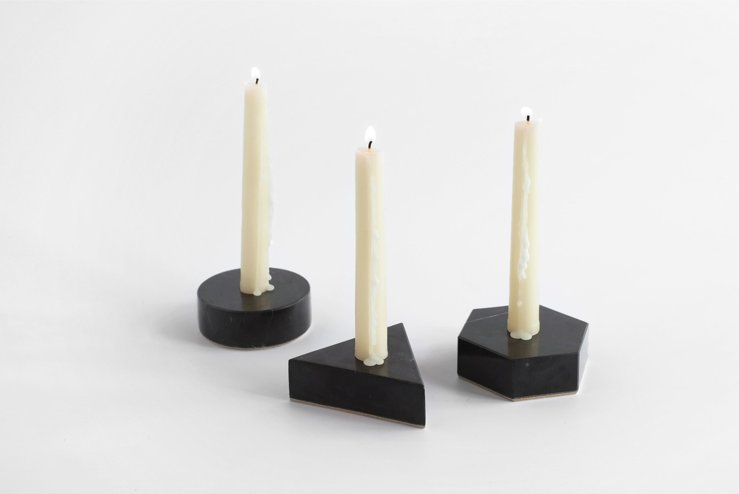 Marble Candle Holder - Black