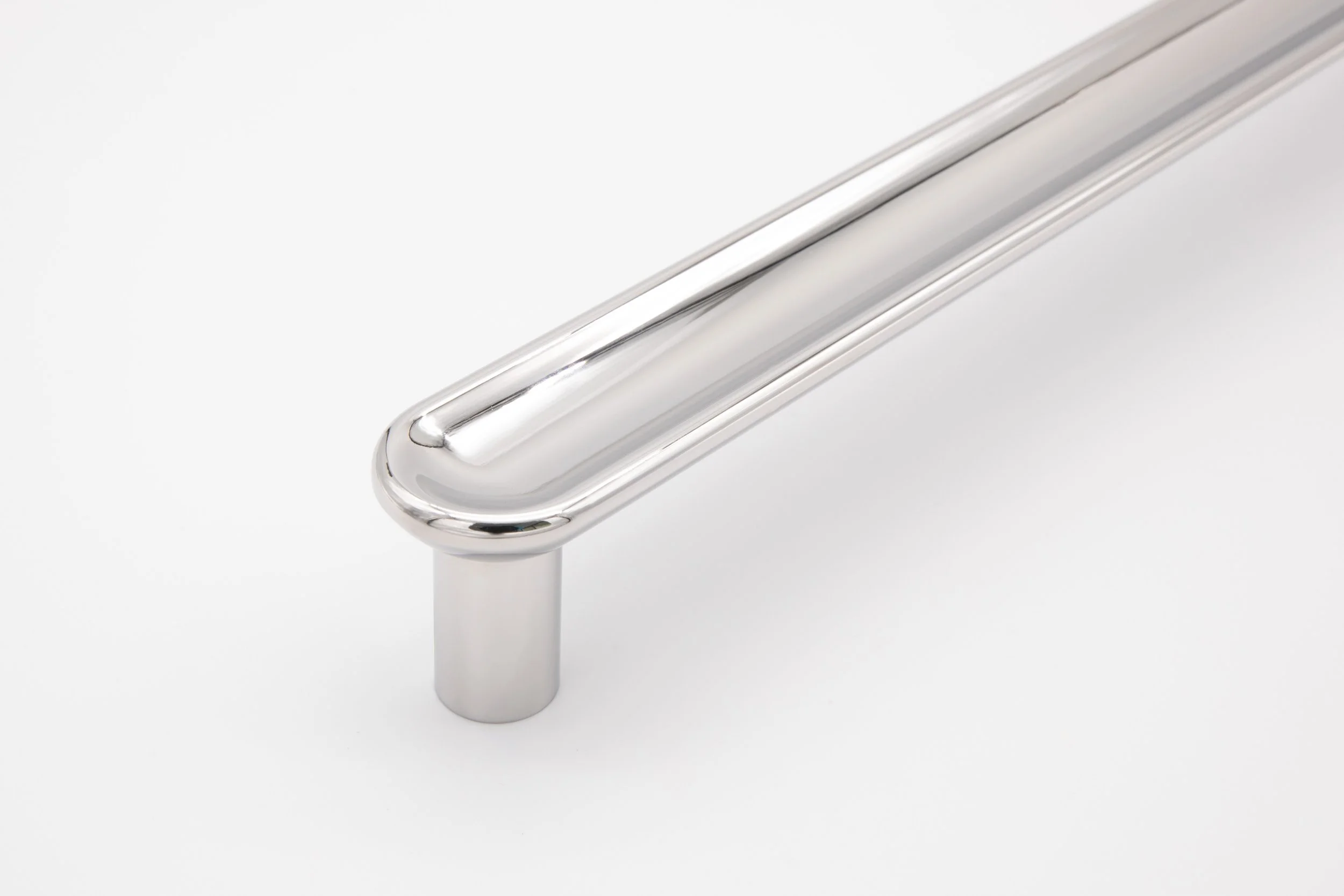 Concave Hardware Pull Shows Polished Stainless Steel Finish