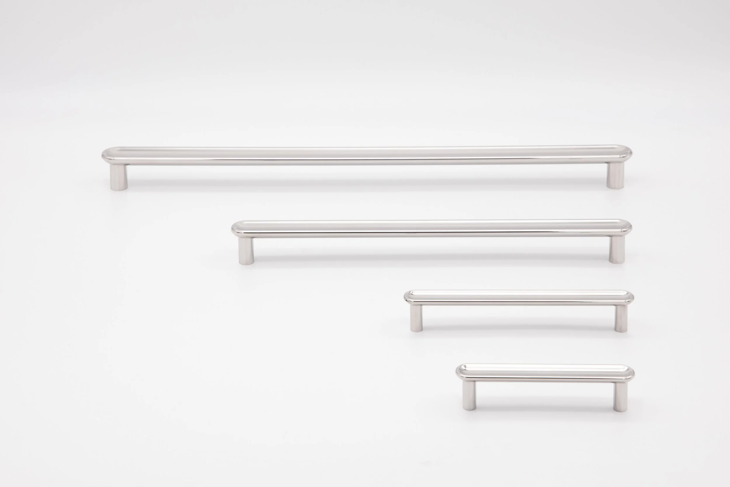Full Collection of Concave Hardware Pull Shows Polished Stainless Steel Finish