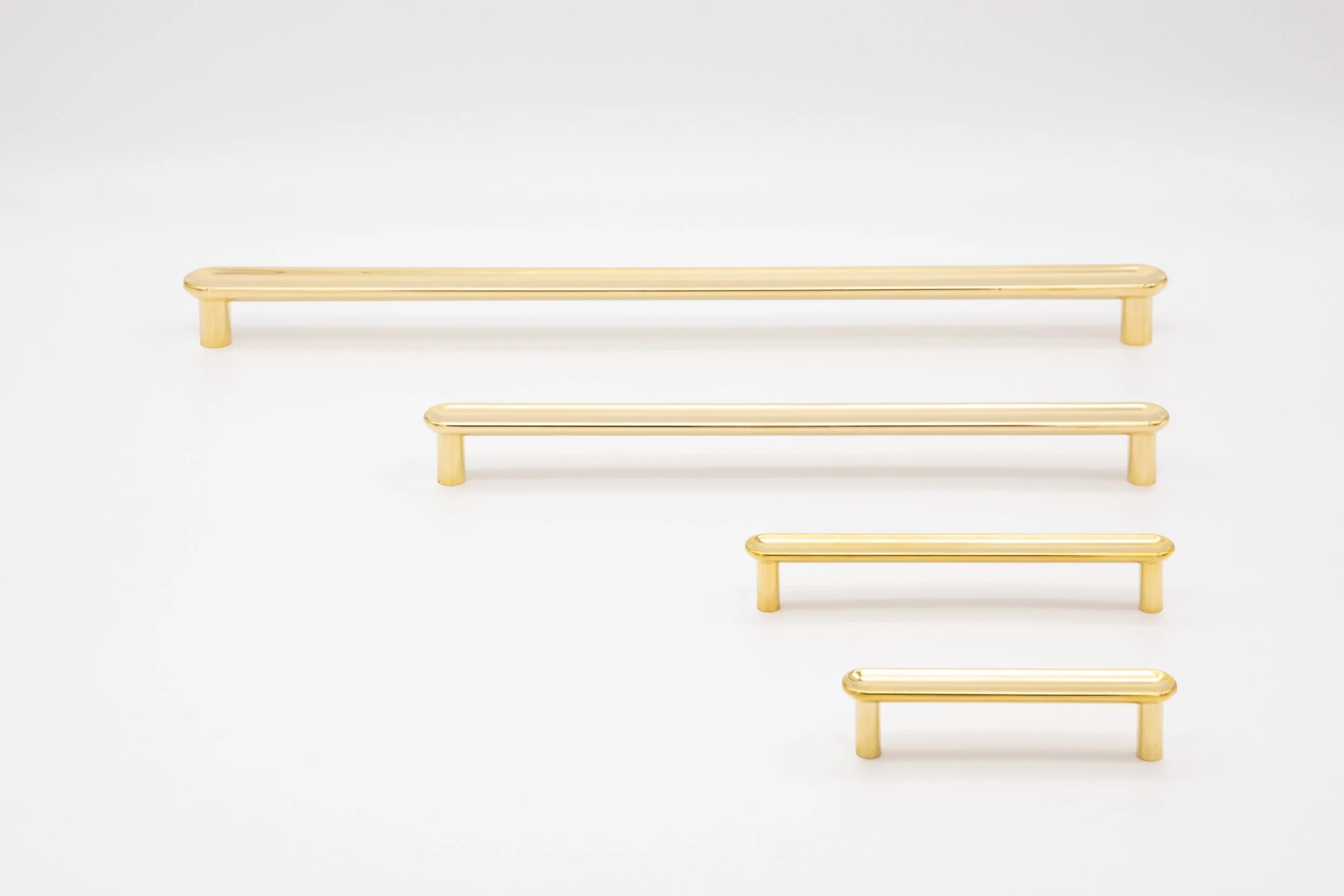 Full Collection of Concave Hardware Pulls in Polished Brass Finish