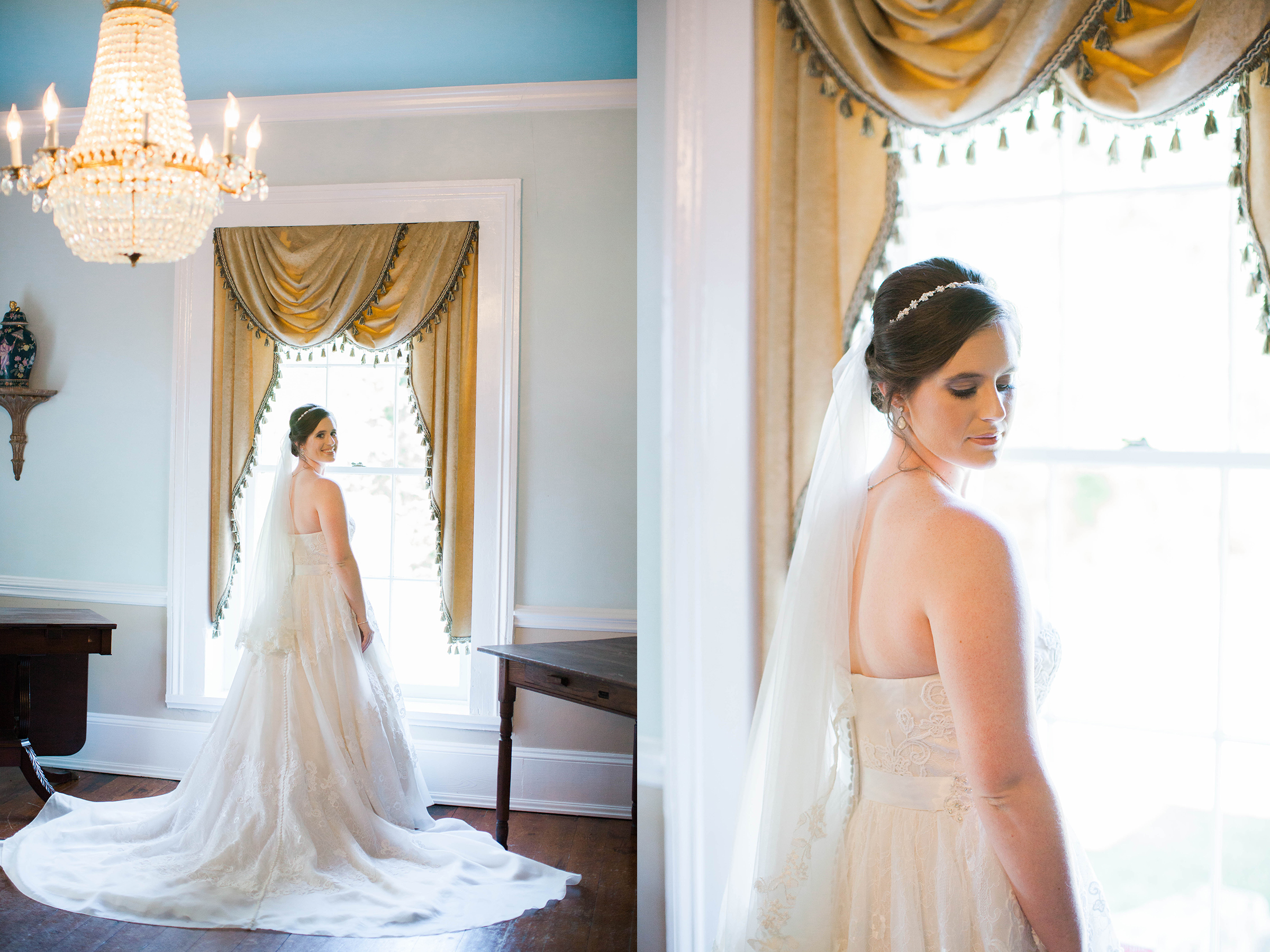 Bride in wedding dress at Cokesbury College