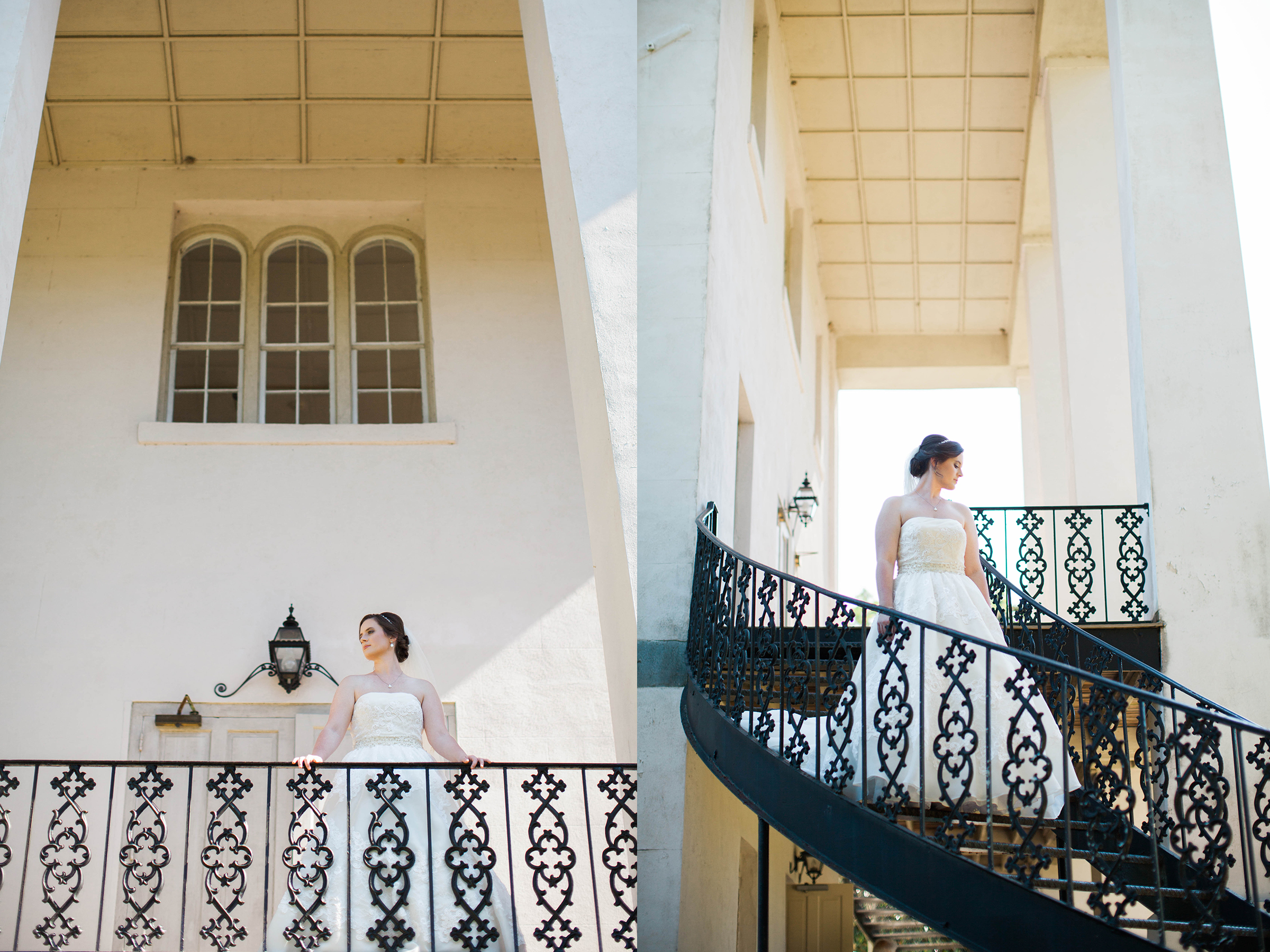 Beautiful bride in wedding dress at Cokesbury College