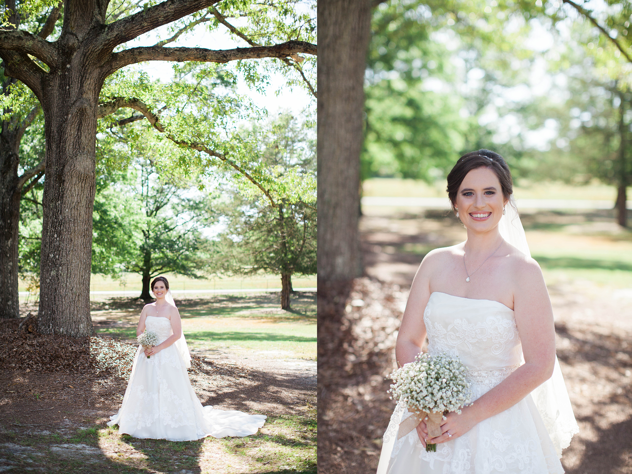 Beautiful bride in wedding dress at Cokesbury College