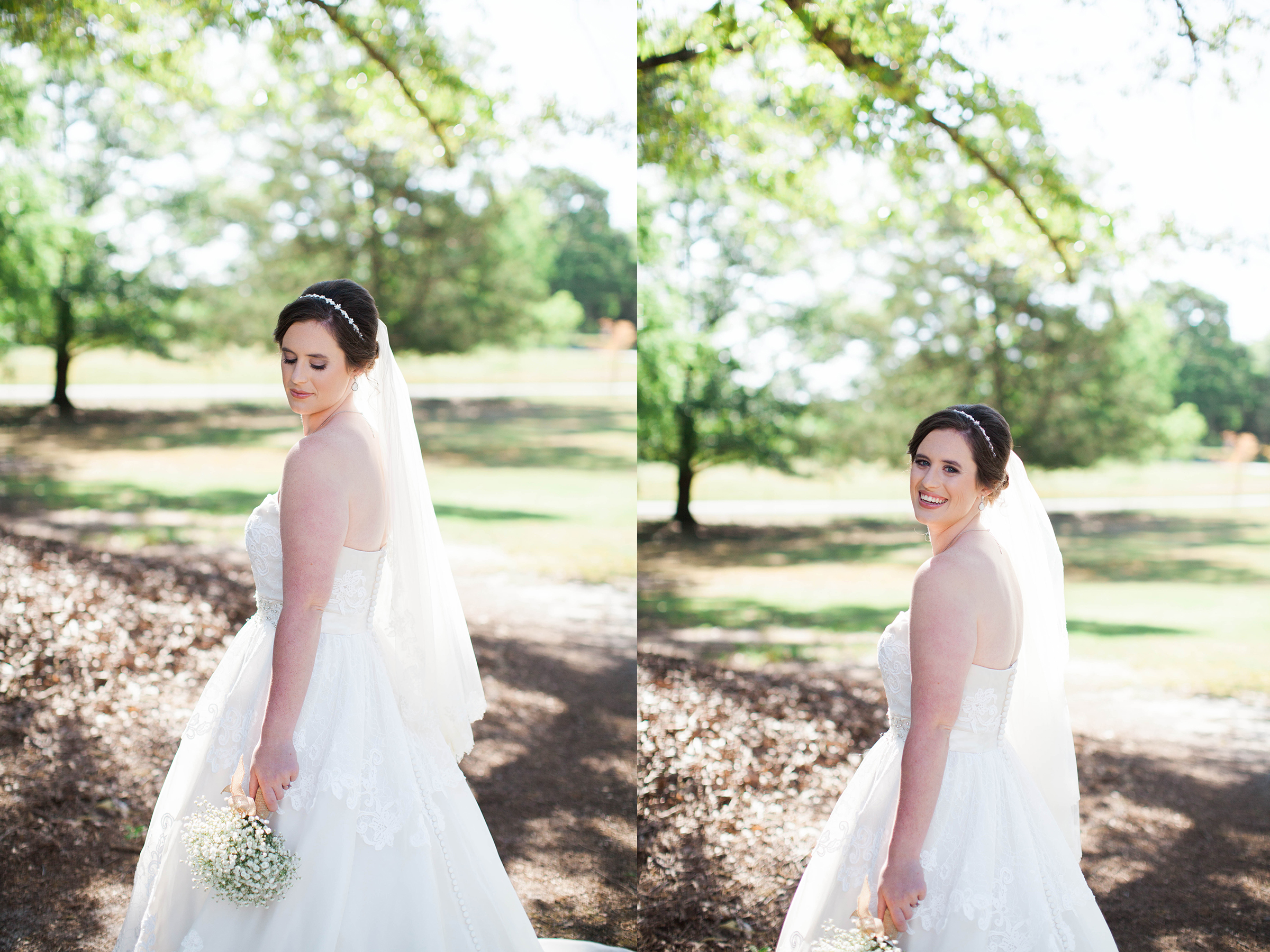 Beautiful bride in wedding dress at Cokesbury College