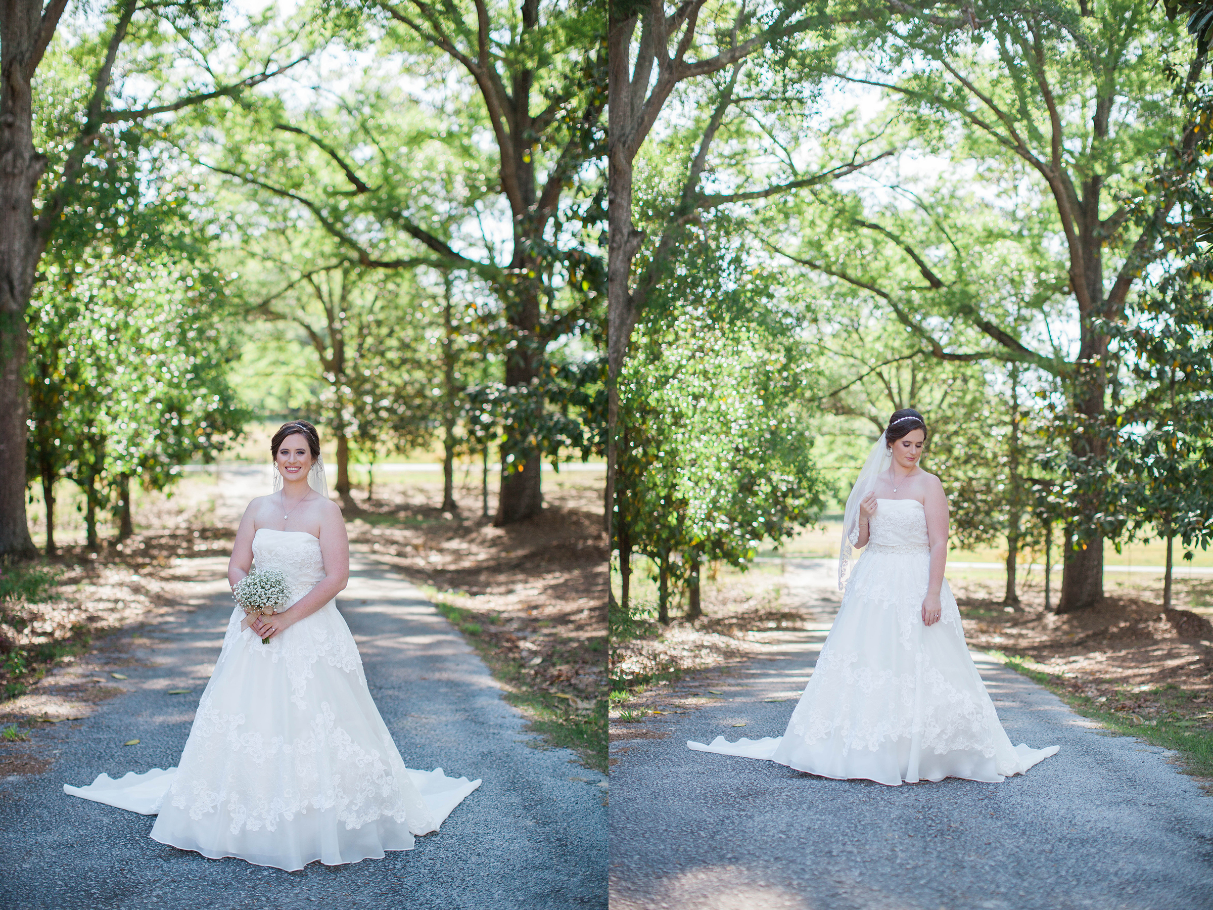Beautiful bride in wedding dress at Cokesbury College