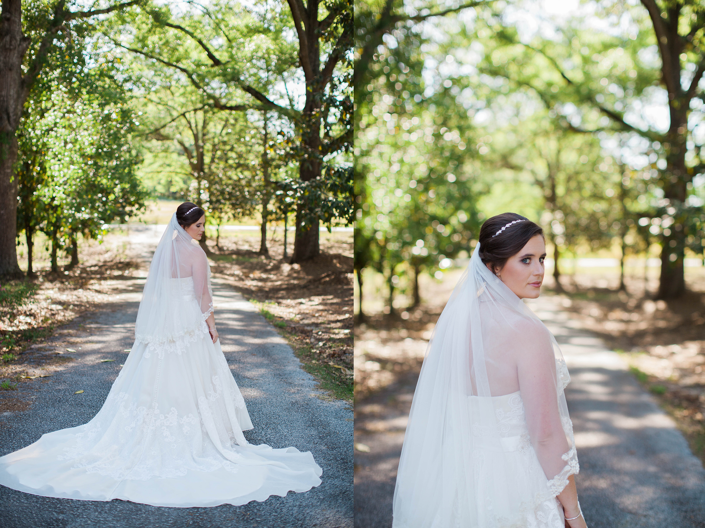 Beautiful bride in wedding dress at Cokesbury College