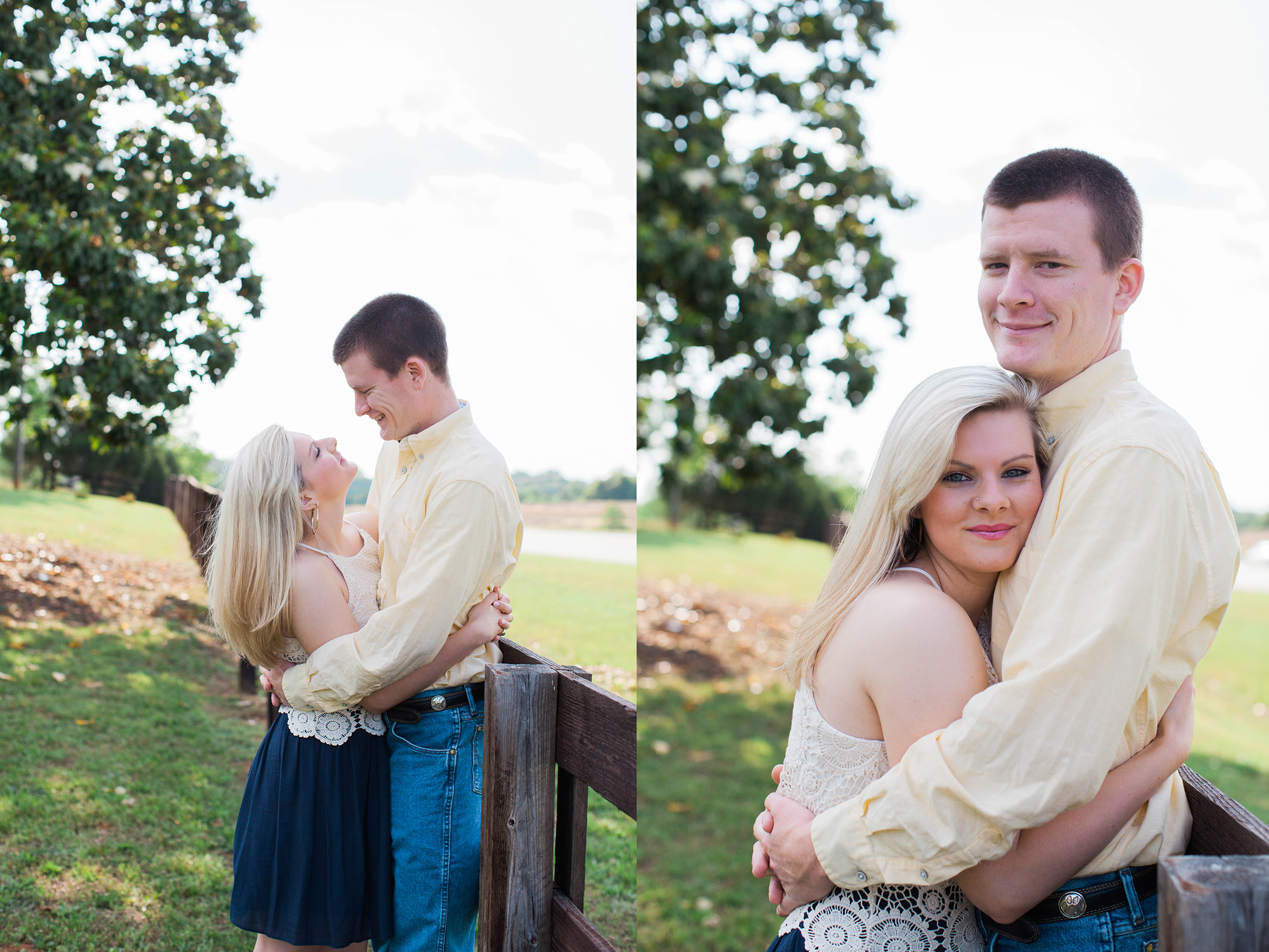 Couple in love at their engagement session at Ellery Farms