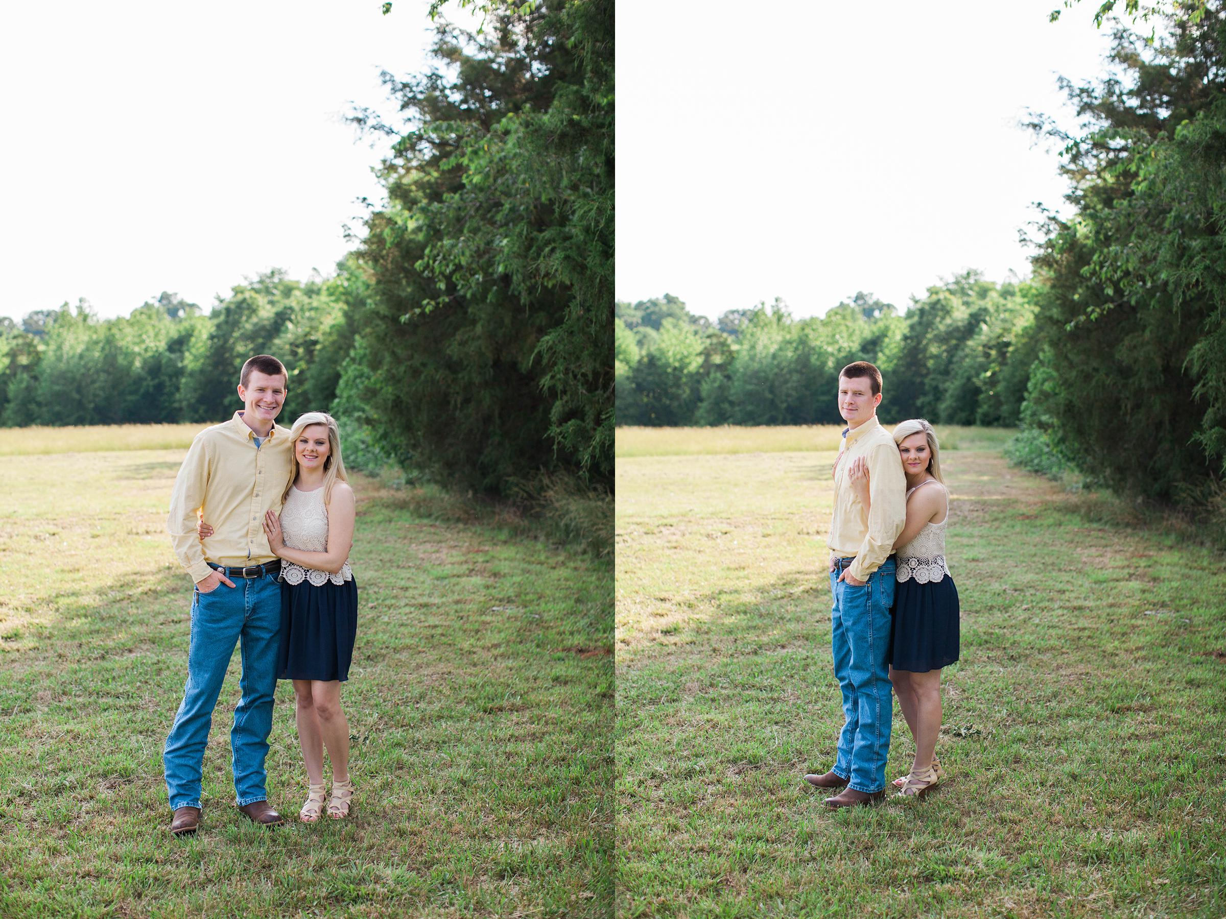 Couple in love at their engagement session at Ellery Farms