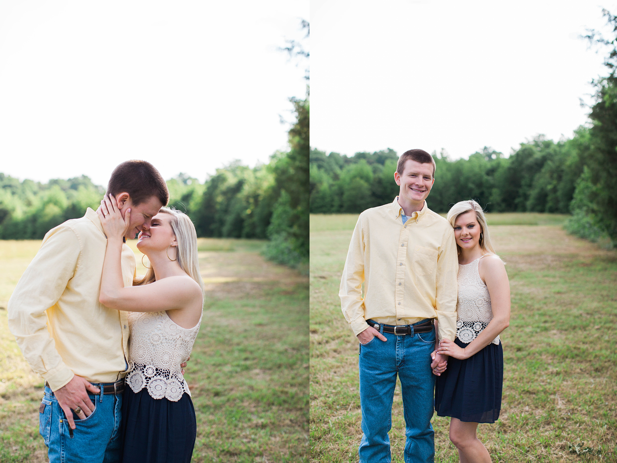 Couple in love at their engagement session at Ellery Farms