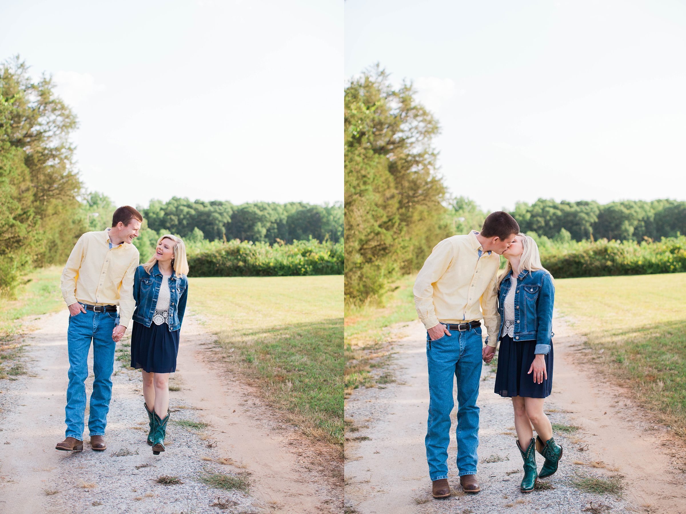 Couple in love at their engagement session at Ellery Farms