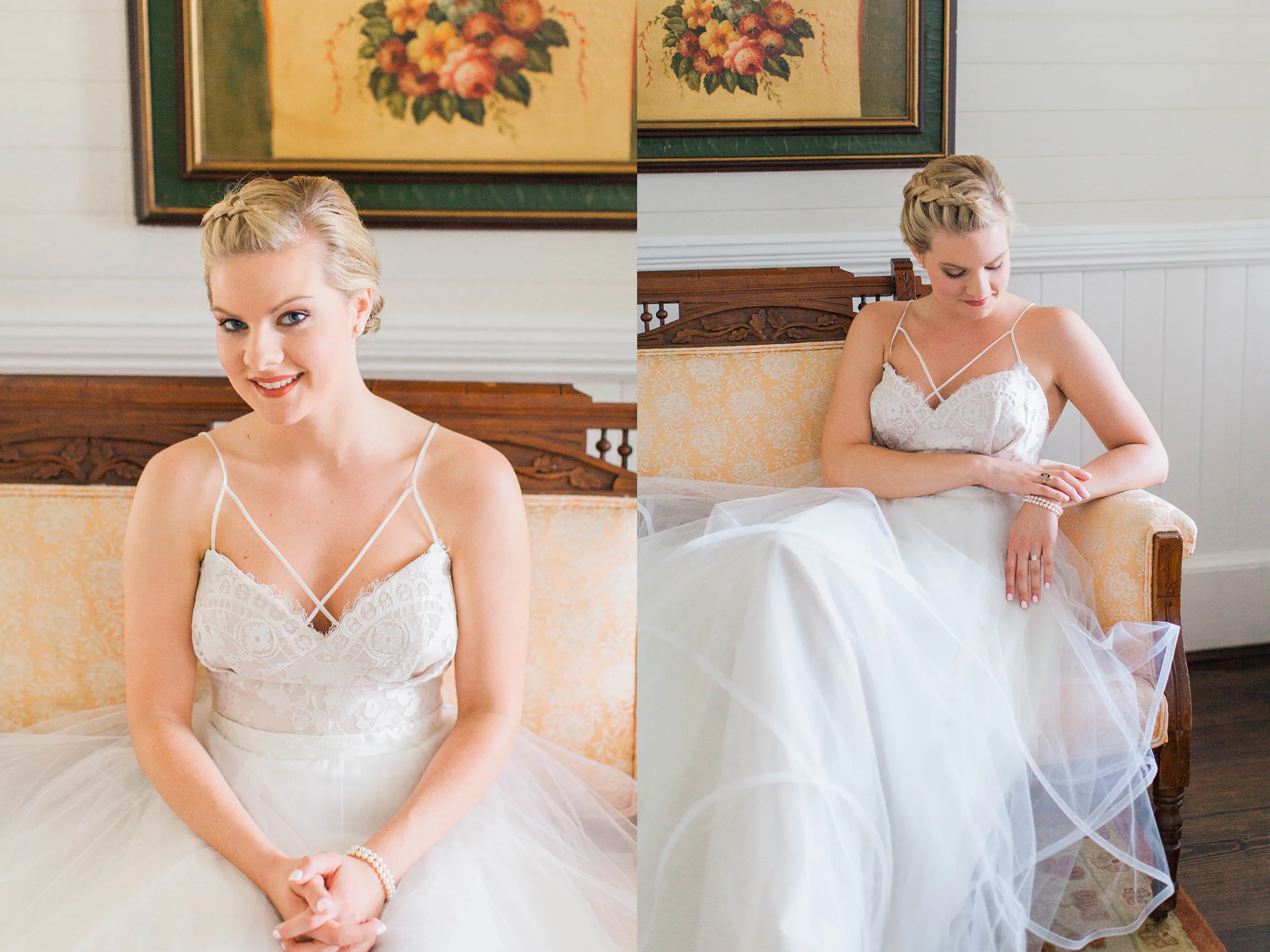 Beautiful bride in wedding dress at Ellery Farms