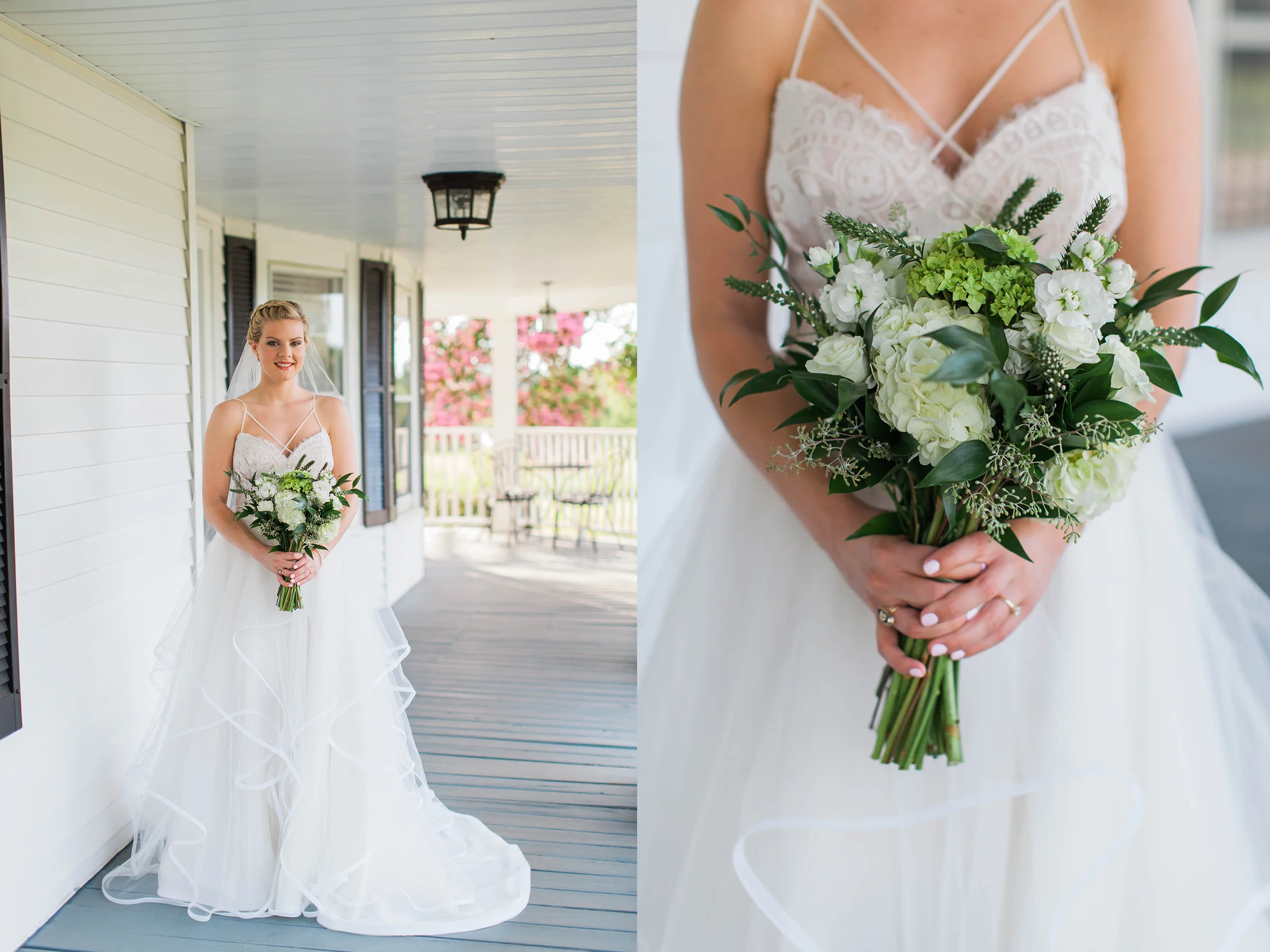 Beautiful bride in wedding dress at Ellery Farms